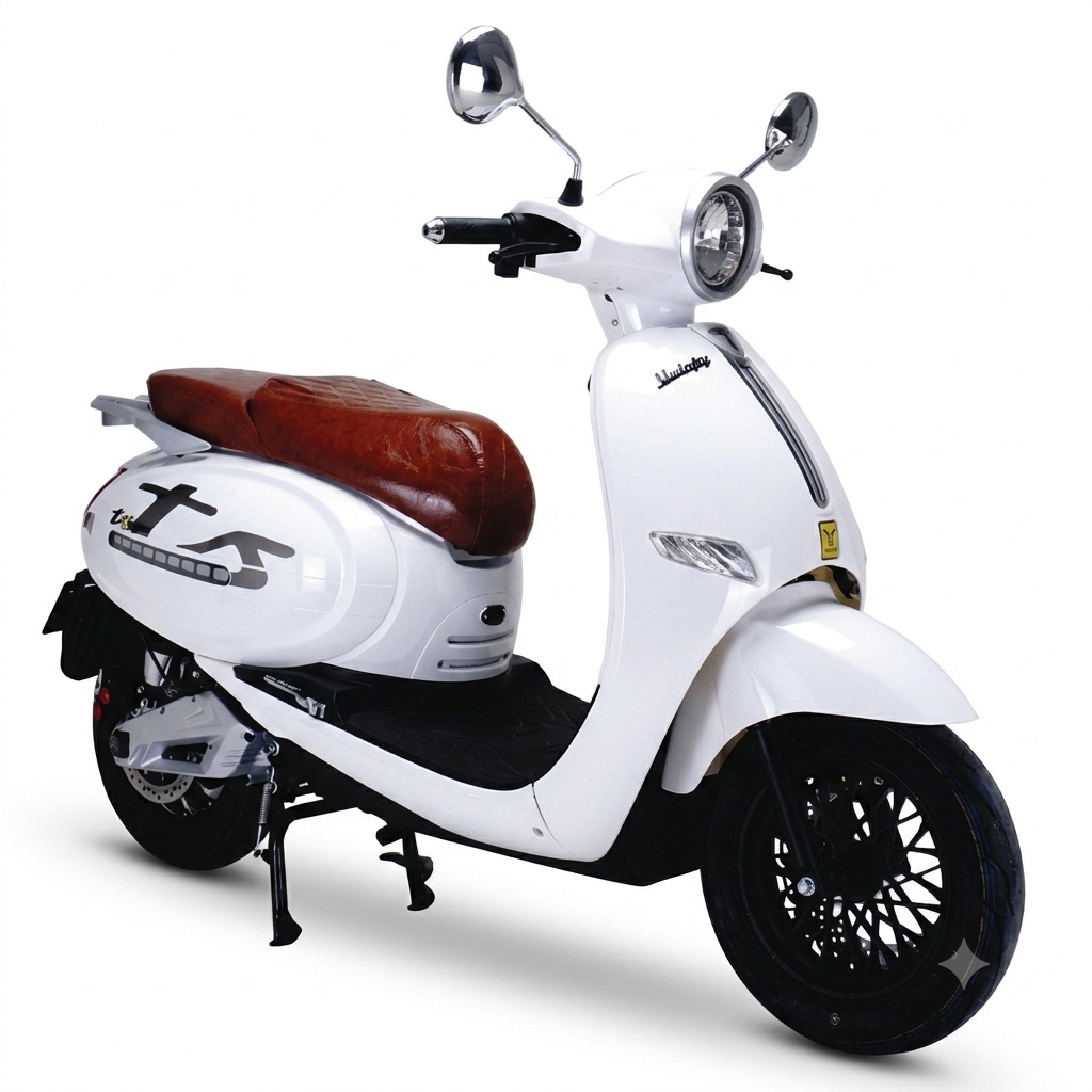 Motor listrik retro Uwinfly T5 warna putih, foto asli unit di toko